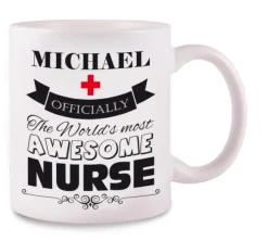 Mug Awesome Nurse Met Naam Opdruk
